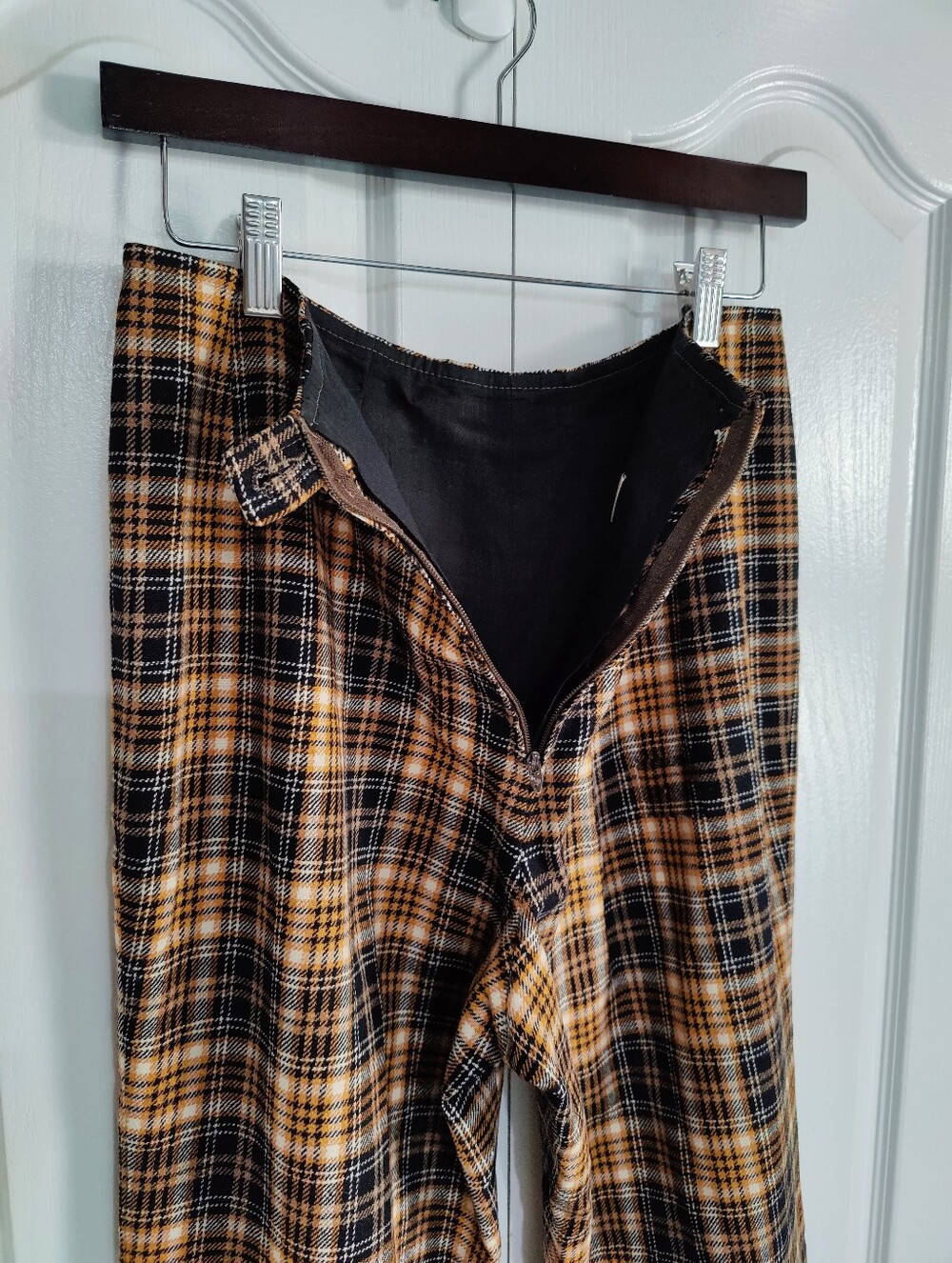 Vintage Pendleton Wool Plaid Wide Leg Pants High Waisted Amber Gold Medium USA - Picture 9 of 16